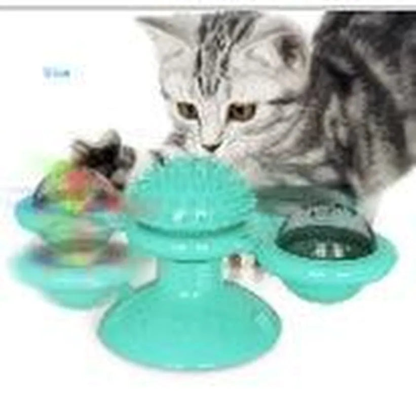 Cat Rotating Windmill Toy - Scratching, Teeth Cleaning, & Fun!