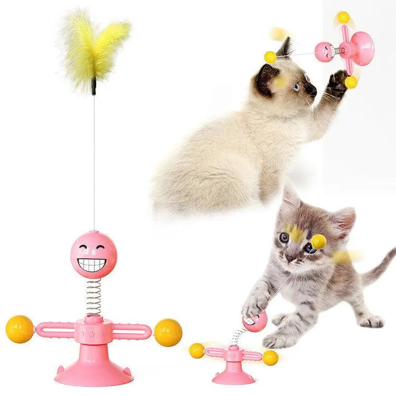 Cat Rotating Windmill Toy - Scratching, Teeth Cleaning, & Fun!