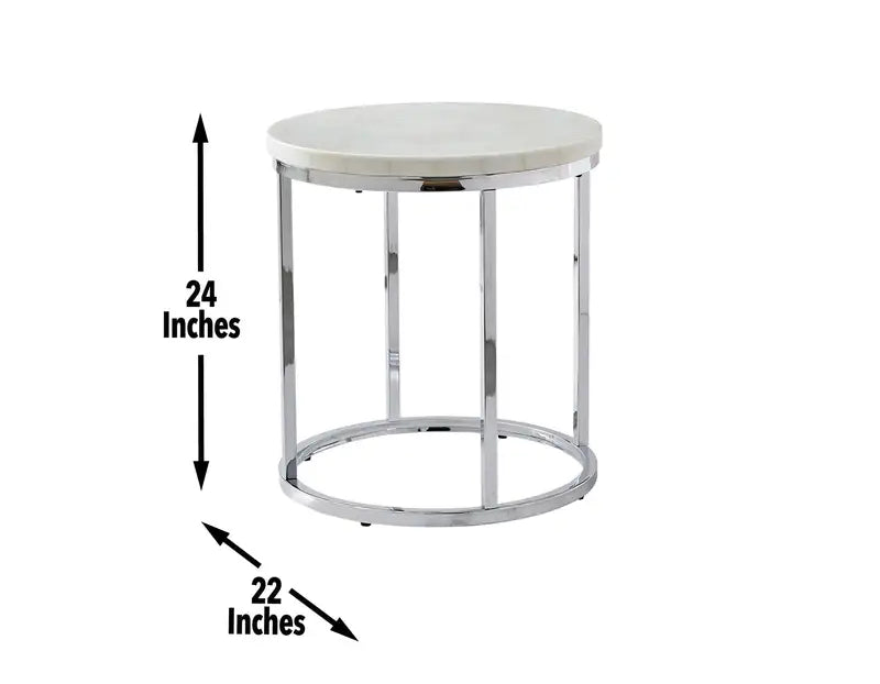 White Marble Round End Table - Echo Collection