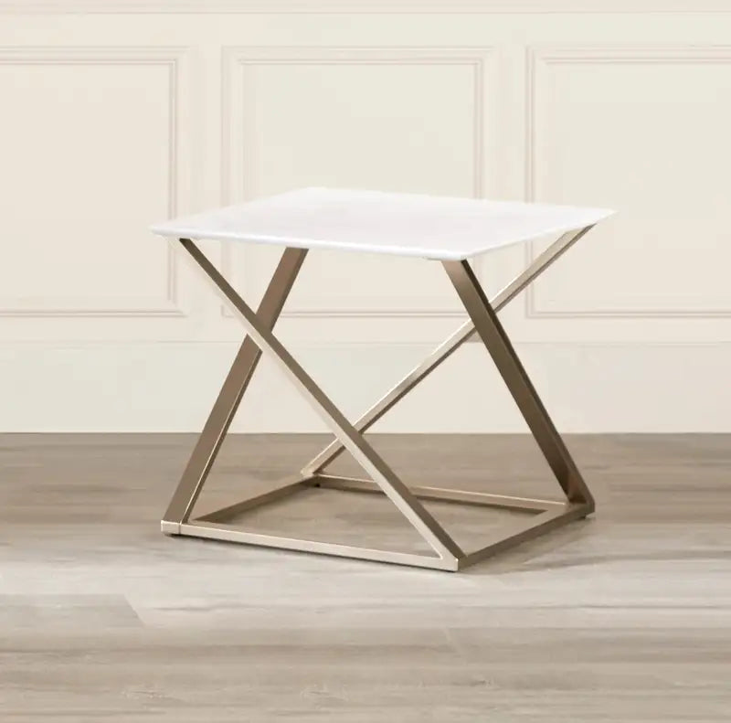 White Faux Marble End Table - Zurich Modern Side Table