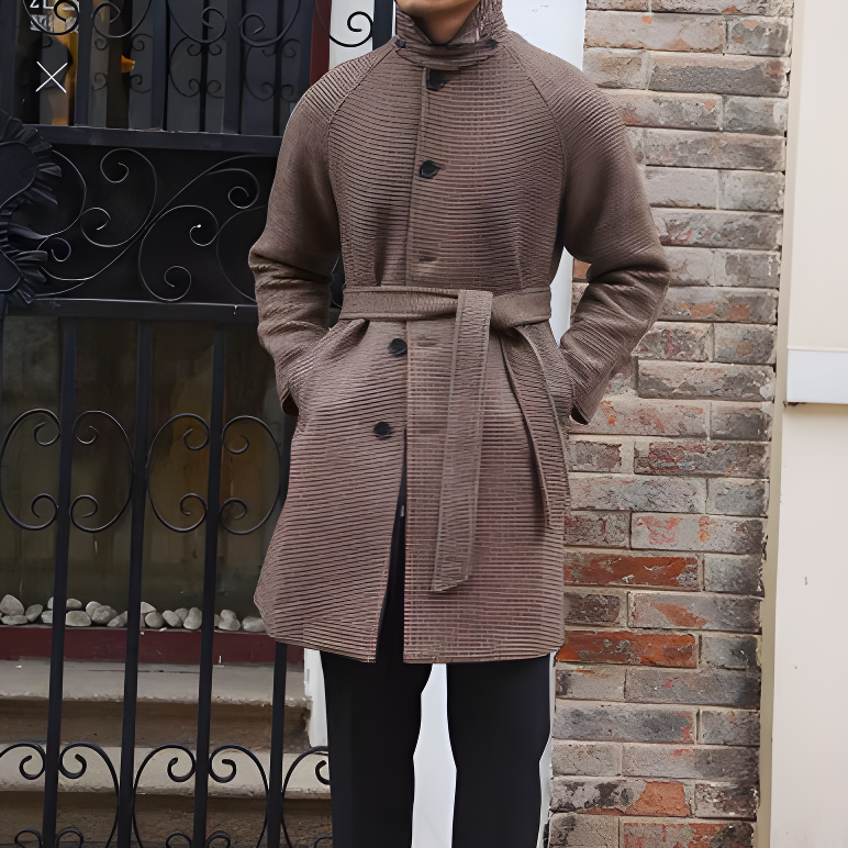 Mid-length Vintage Wool Coat With Shoulder Insert
