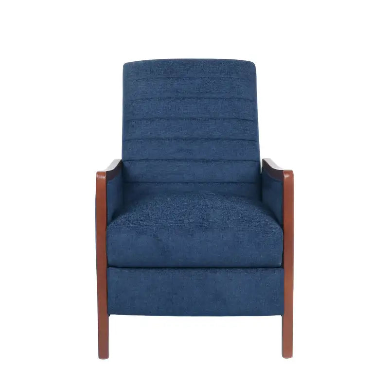 Mid-Century Modern Pushback Recliner with Channel Stitch - Wood Frame