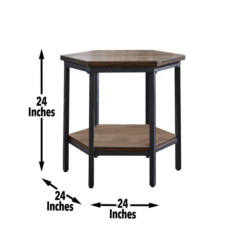 Hexagon End Table - Brown - Ultimo Modern Side Table