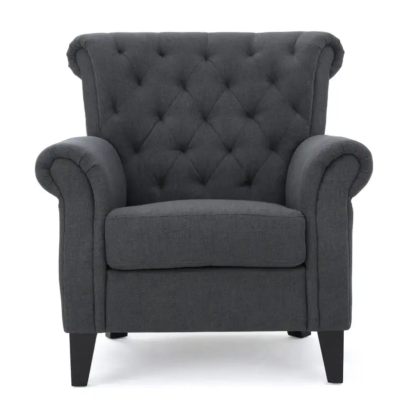 Comfy Tufted Accent Chair with Wooden Legs - Modern Living Room Chair