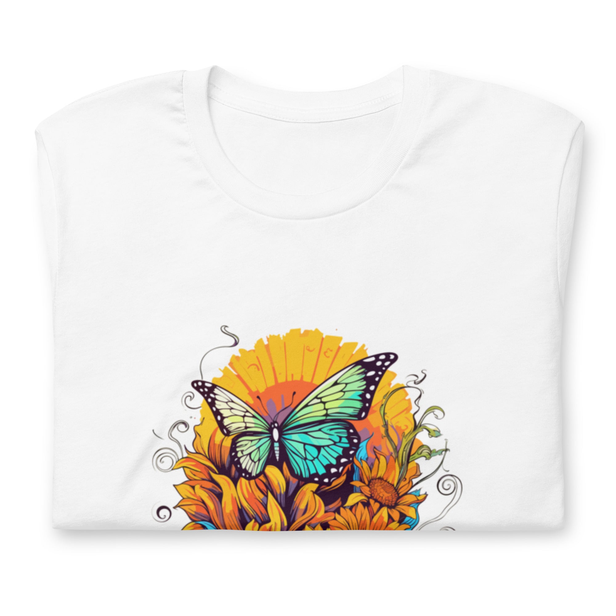 Abstract Sunflower and Butterfly Graphic Unisex t-shirt