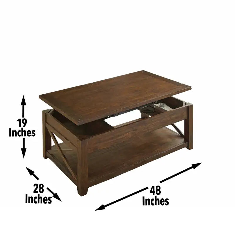 Lenka Brown Lift-Top Cocktail Table