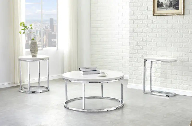 Round White Marble Echo Coffee Table