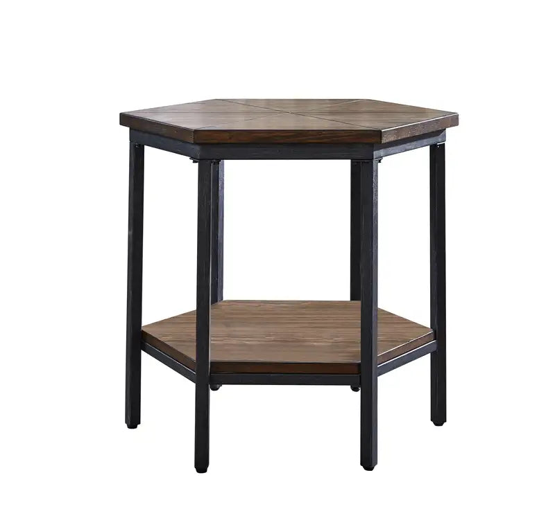 Hexagon End Table - Brown - Ultimo Modern Side Table