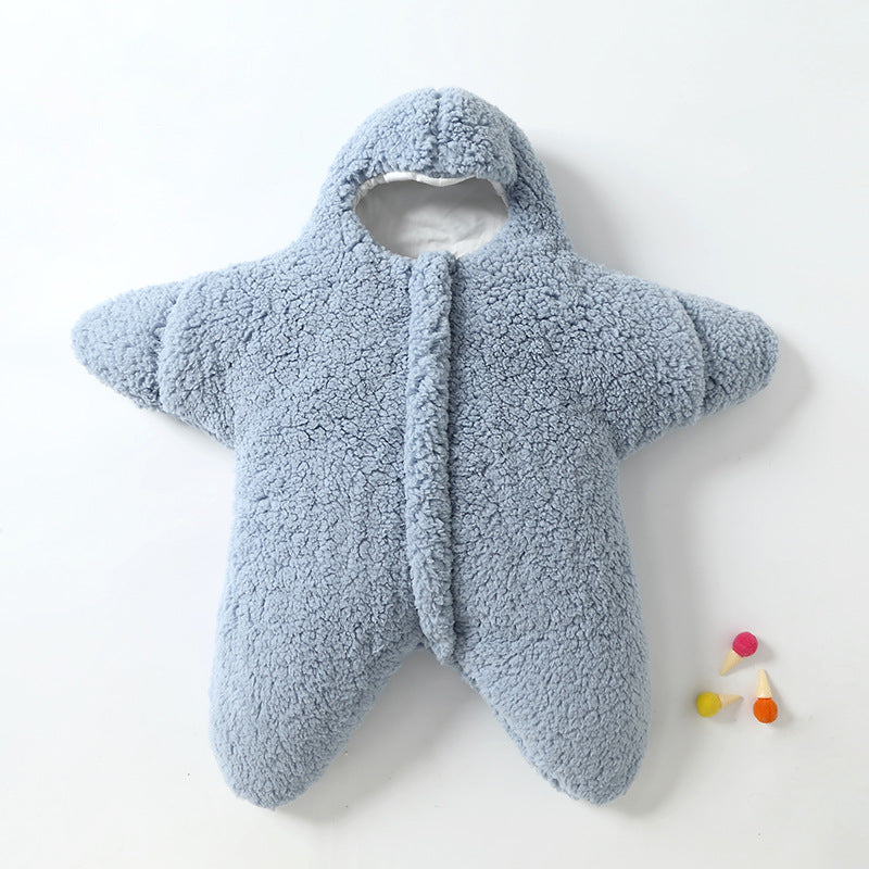 Newborn Baby Starfish Sleeping Bag - Lamb Velvet, Thick Cotton, Perfect for Winter Outings - Male and Female Babies