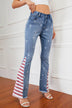 Full Size US Flag Frayed Hem Flare Jeans - Minihomy