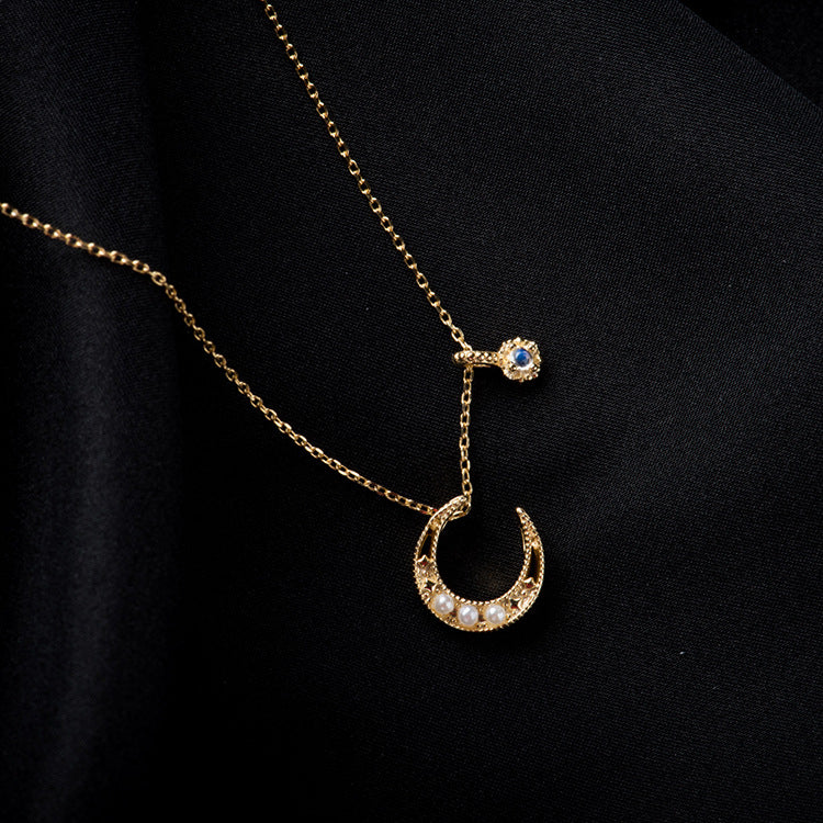 Golden Moon Moonstone Clavicle Necklace