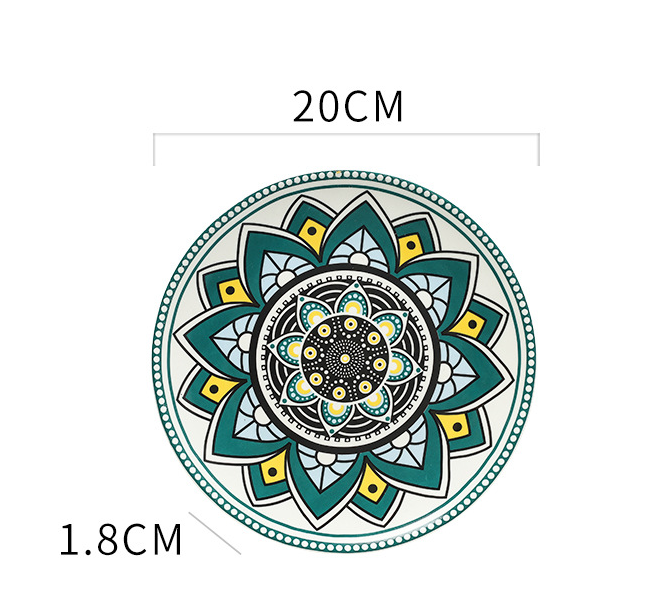 Ceramic Bohemian Tableware Platter Moroccan Pattern Ethnic Flat Plate