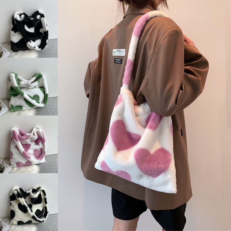 Love Heart Shoulder Bags Plush For Women