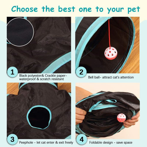 Foldable Pet Tunnel Multi-Channel Cat Dog Tent Indoor 2/3/4 5-Way