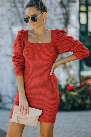 Ribbed Tie-Back Sweater Dress