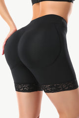 Full Size Lace Trim Lifting Pull-On Shaping Shorts - Minihomy