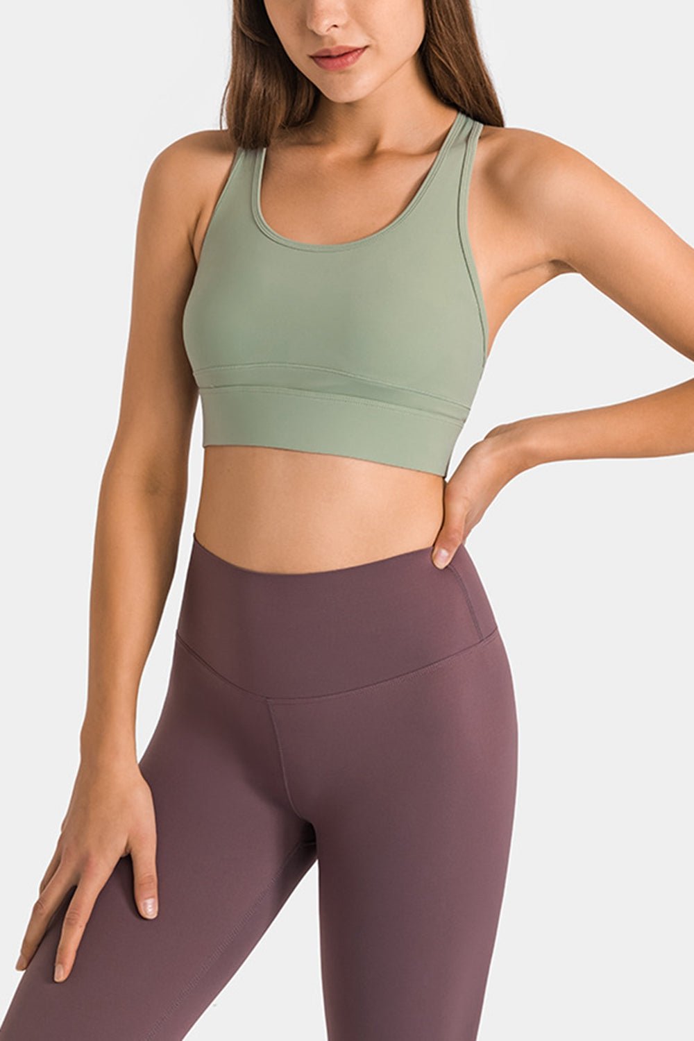 Cutout Racer Back Sports Bra - Minihomy