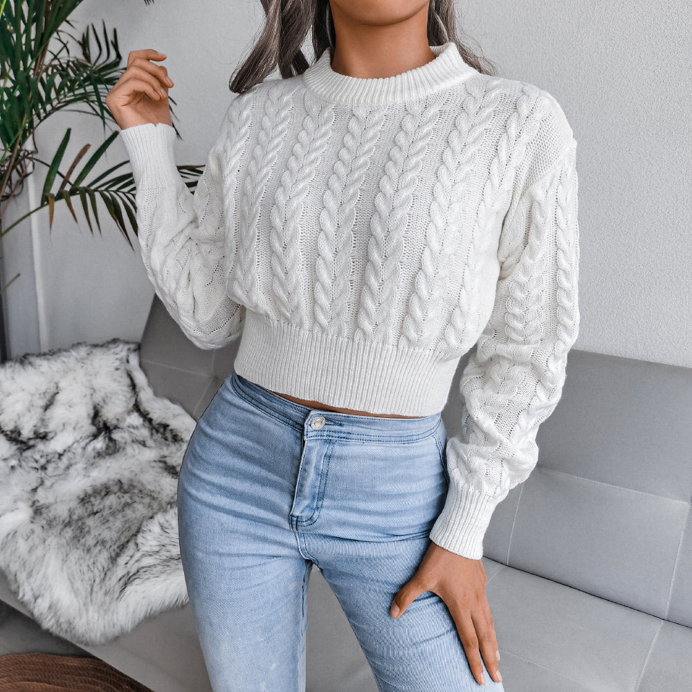 Cable-Knit Cropped Sweater