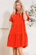 ODDI Full Size Button Front Tiered Shirt Dress - Minihomy