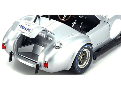 Shelby Cobra 427 S/C Silver Metallic with White Stripes 1/18 Diecast Model Car by Kyosho