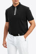 Contrast Short Sleeve Zip Polo Shirt - Minihomy