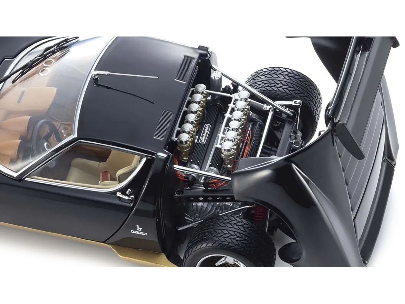 Lamborghini Miura SVR Black and Gold 1/18 Model Car by Kyosho - Minihomy