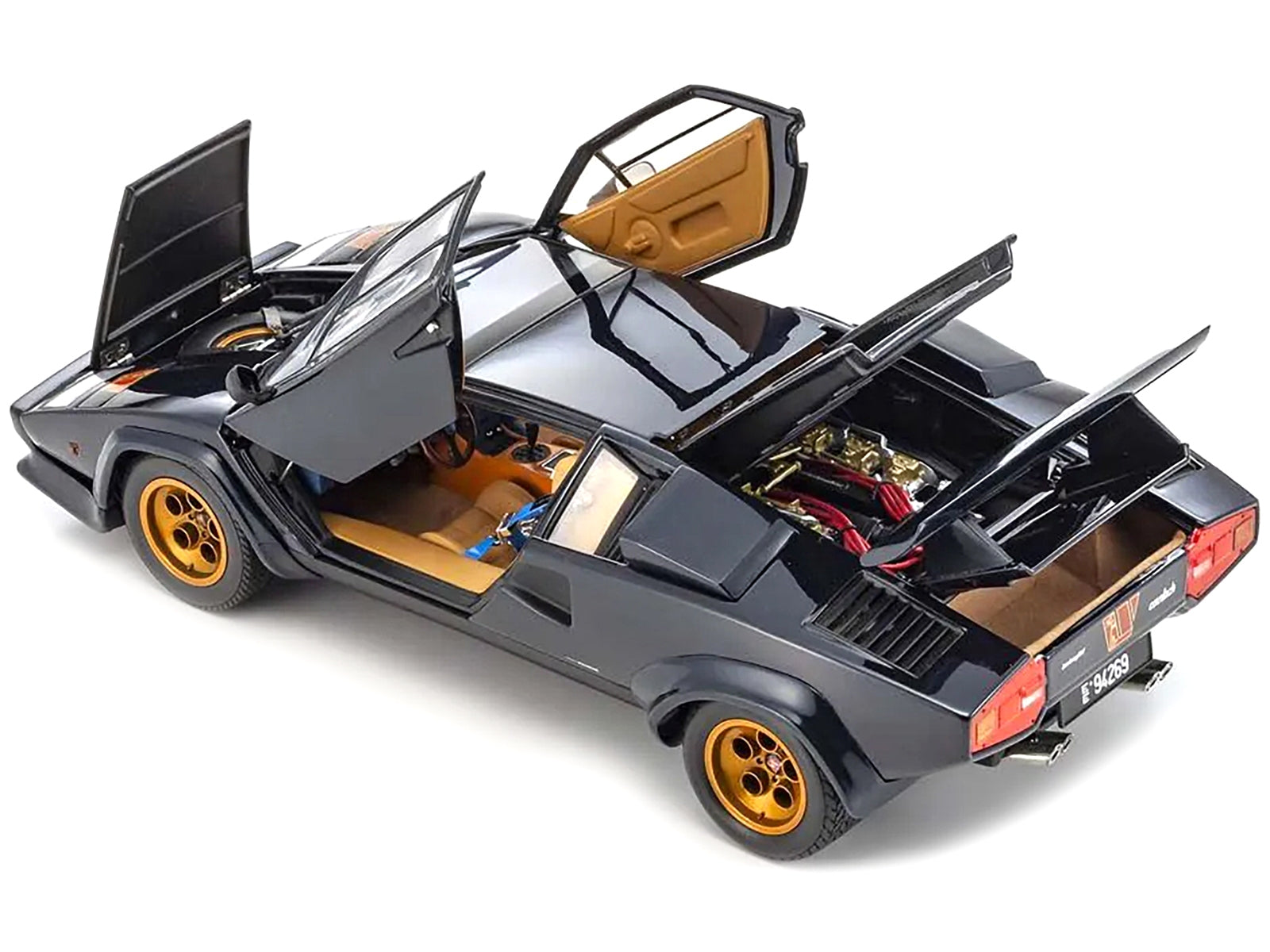 Lamborghini Countach Walter Wolf 3 Dark Blue 1/18 Diecast Model Car by Kyosho - Minihomy