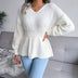 V-Neck Rib-Knit Peplum Sweater