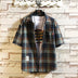 Men's Oversized Casual Short-sleeved Plaid Shirt - Minihomy