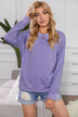 Round Neck Raglan Sleeve Exposed Seam Sweatshirt - Minihomy