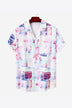 Full Size Printed Button-Up Short Sleeve Shirt - Minihomy