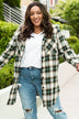 Plus Size Plaid Curved Hem Button Front Shirt - Minihomy