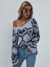 Geometric Print Chunky Knit Sweater - Minihomy