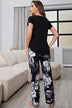 Full Size V-Neck Top and Floral Pants Lounge Set - Minihomy