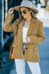 Back Slit Lapel Collar Corduroy Jacket - Minihomy