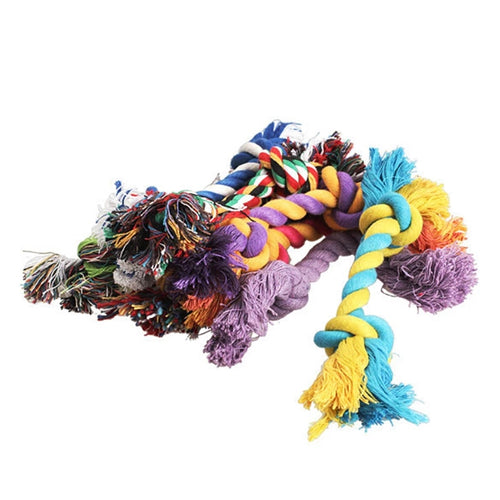 Dog bite rope toy dog rope knot molar bite-resistant color double knot cotton rope toy