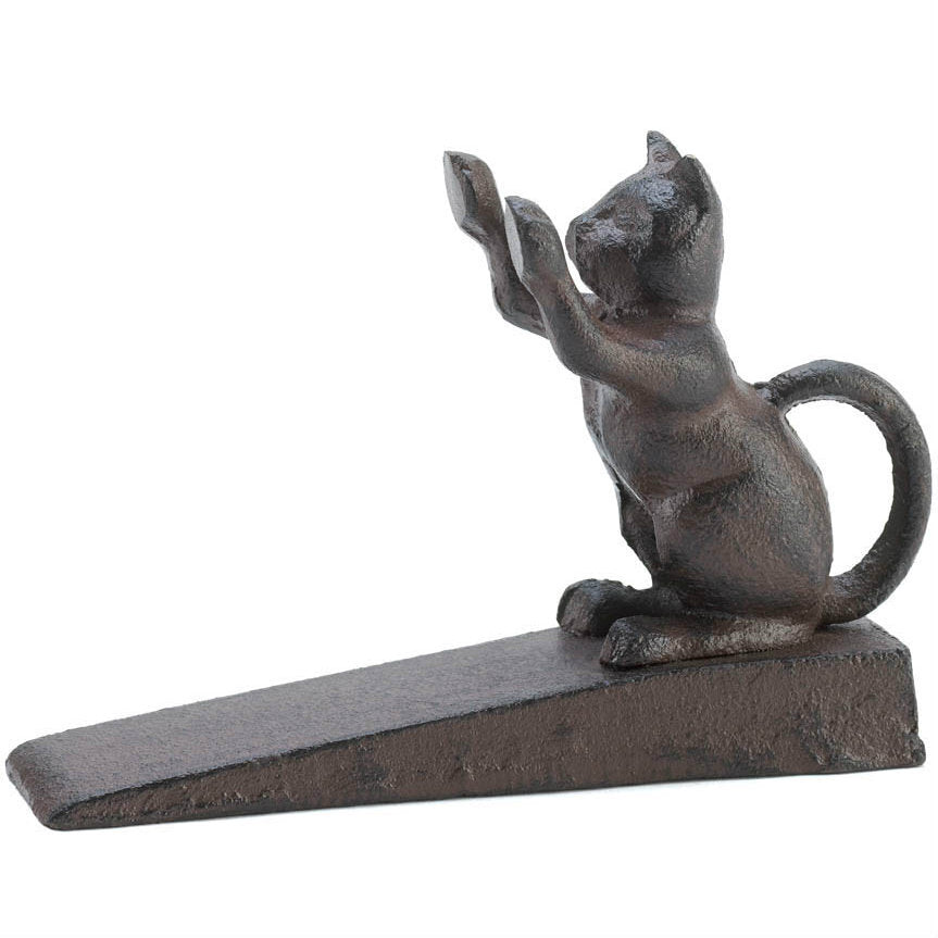 Cast Iron Paws Up Kitty Cat Door Stopper - Minihomy