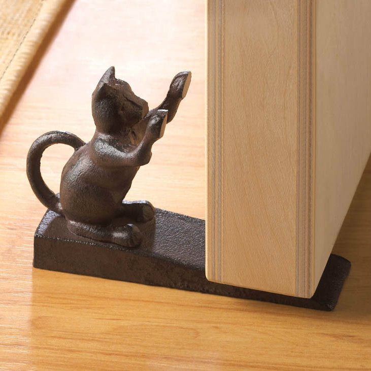 Cast Iron Paws Up Kitty Cat Door Stopper - Minihomy