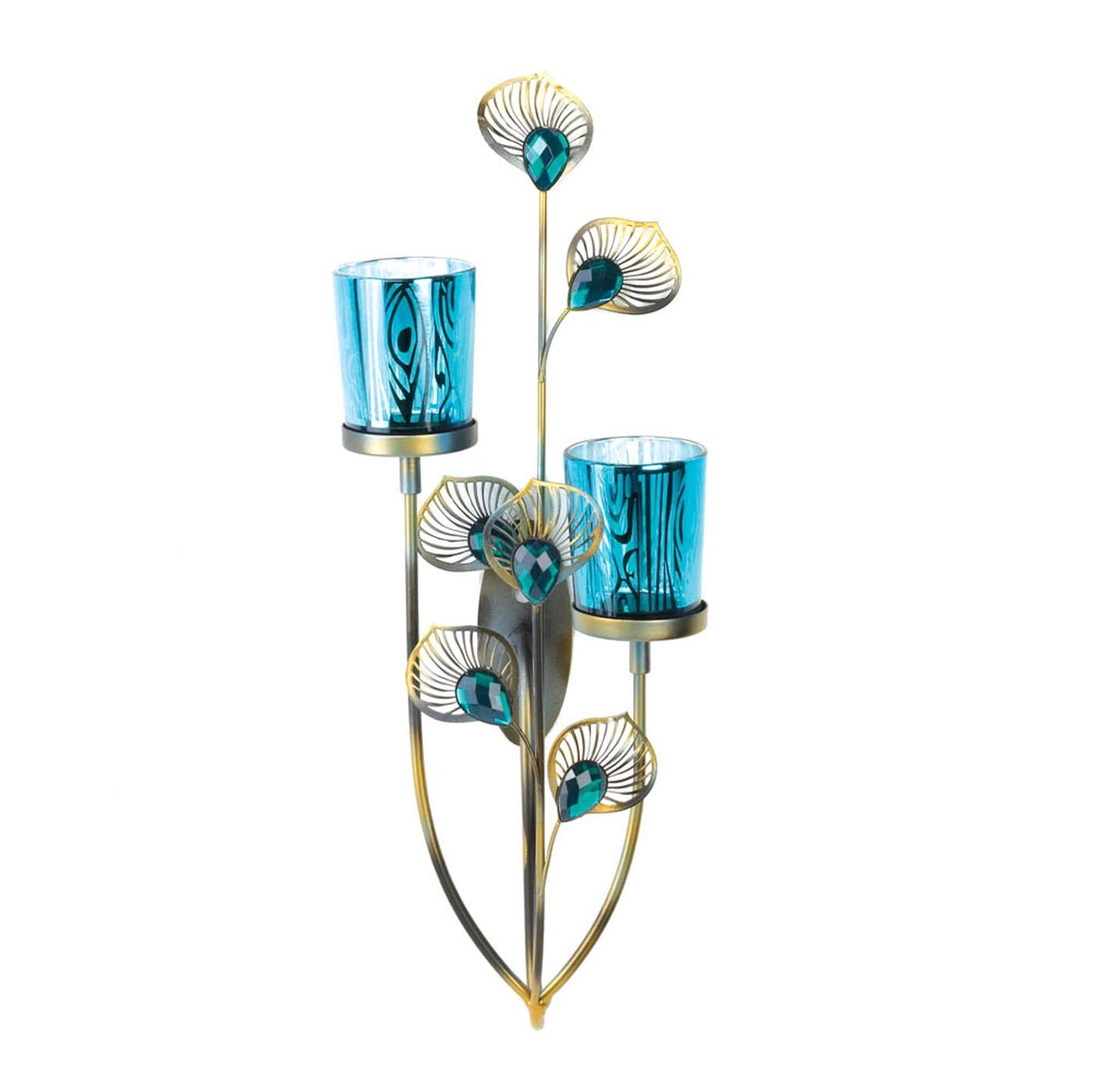 Peacock Feathers Candle Wall Sconce - Minihomy