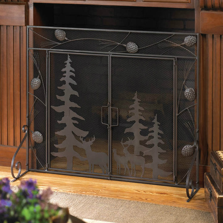 Woodland Scene Iron Fireplace Screen