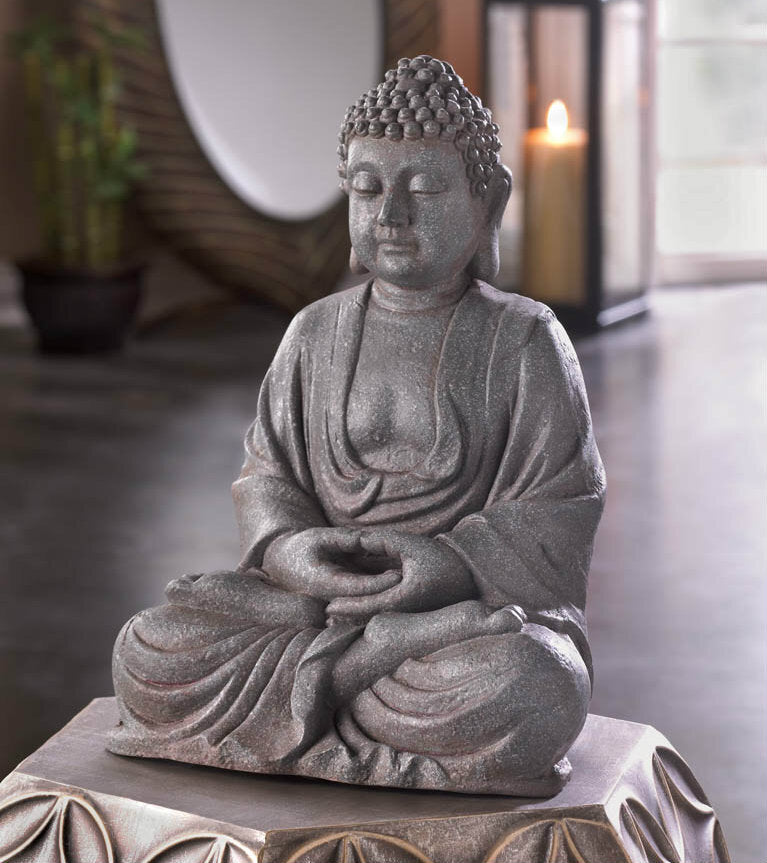 12-inch Fiberglass Buddha Statue - Minihomy