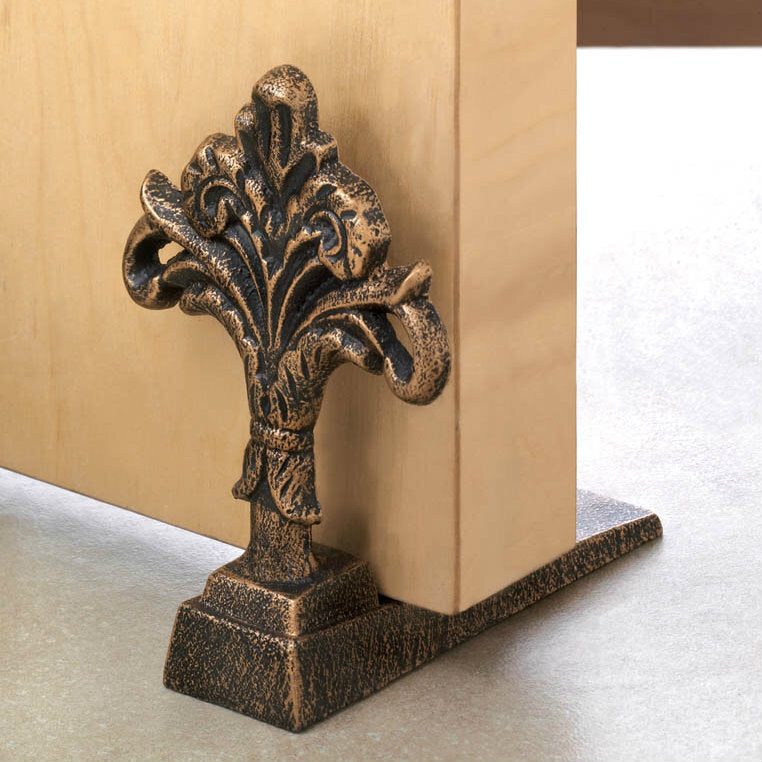 Cast Iron Antique-Look Fleur de Lis Door Stopper - Minihomy