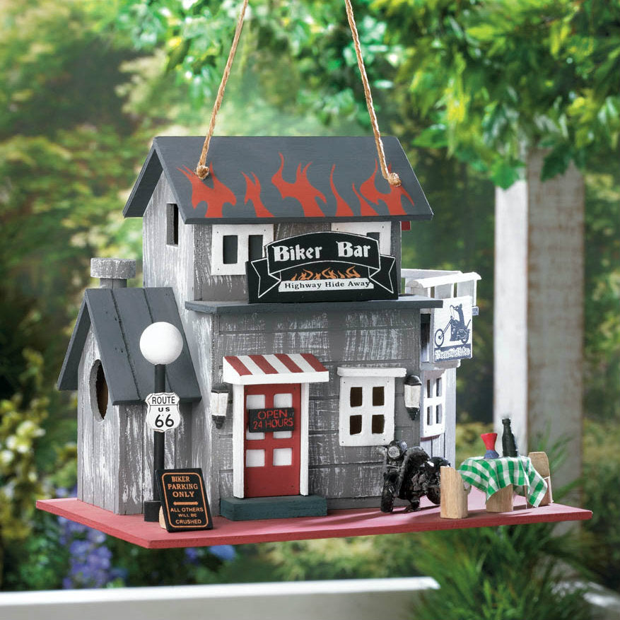 Biker Bar Highway Hide Away Bird House - Minihomy