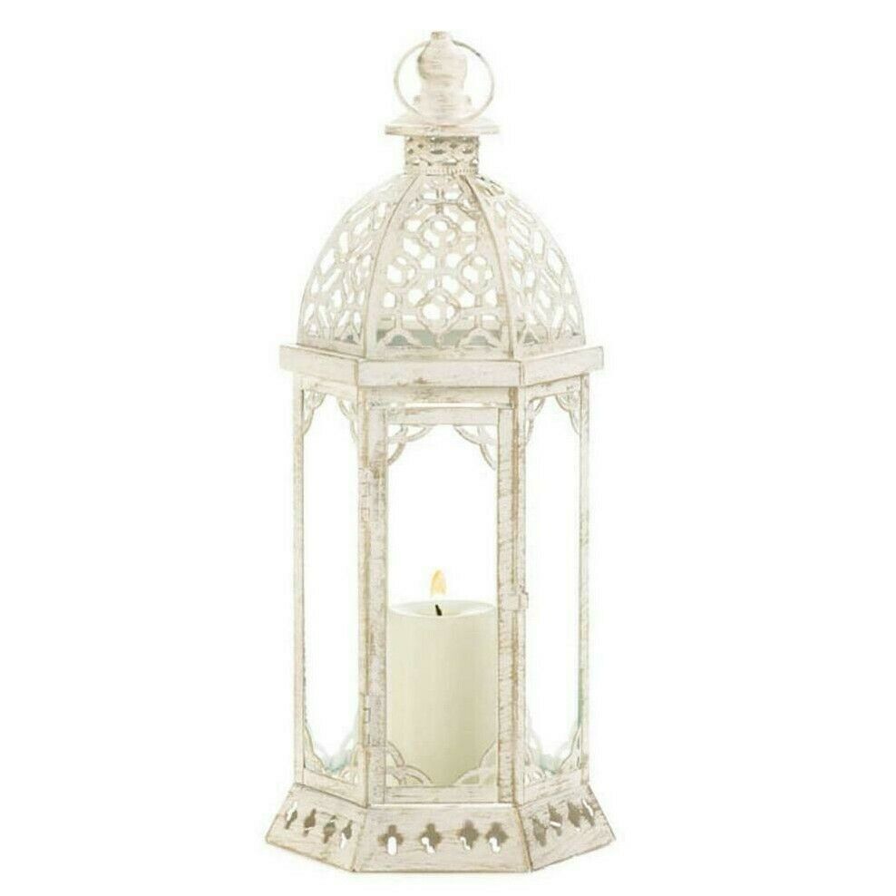 Vintage-Look Distressed Candle Lantern - 16 inches