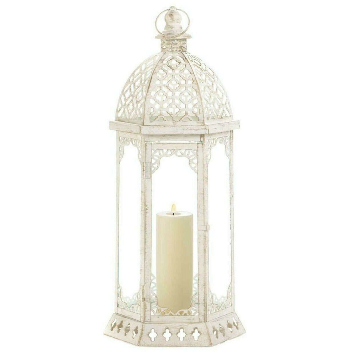 Vintage-Look Distressed Candle Lantern - 20 inches