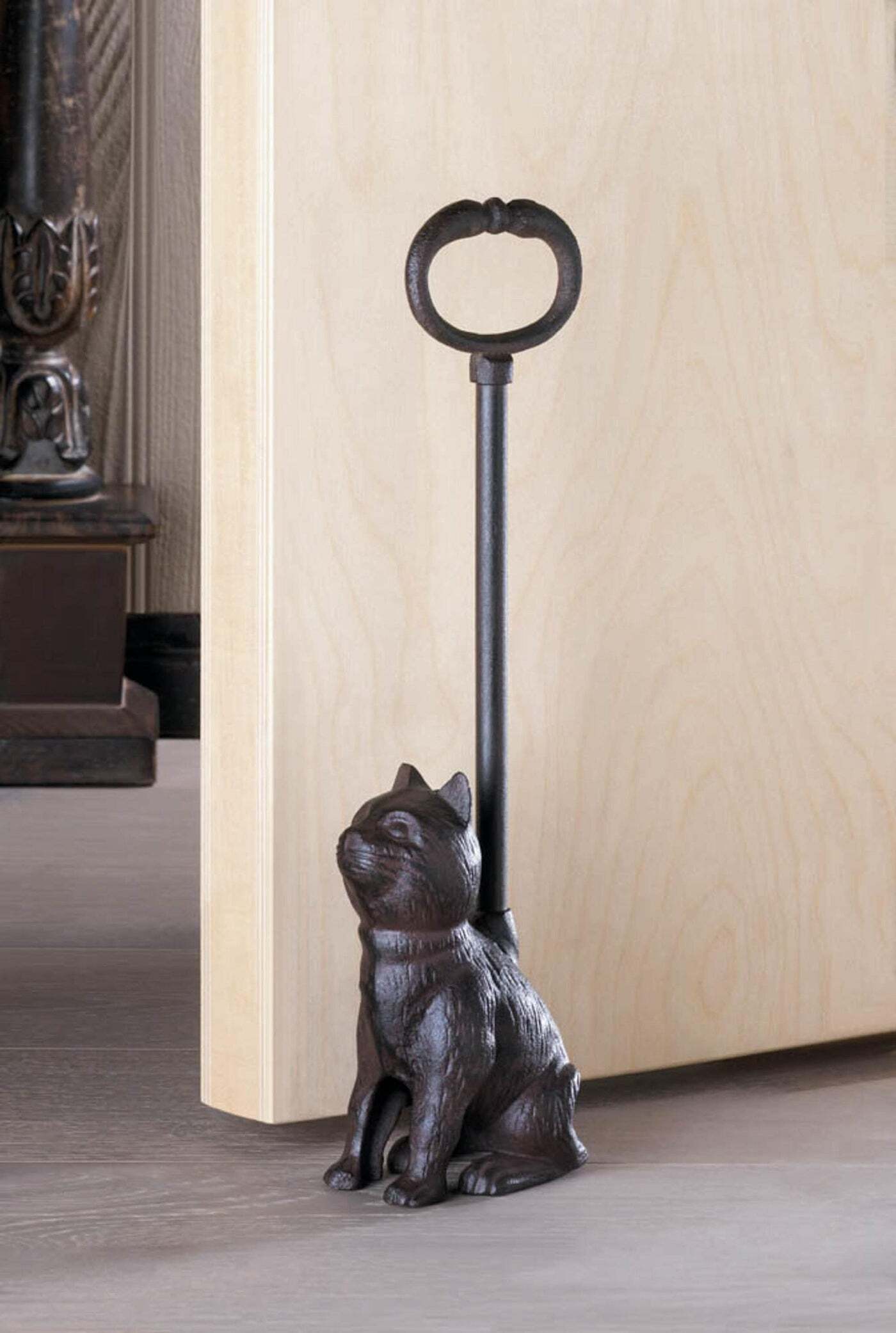 Cast Iron Cat Door Stopper with Handle - Minihomy