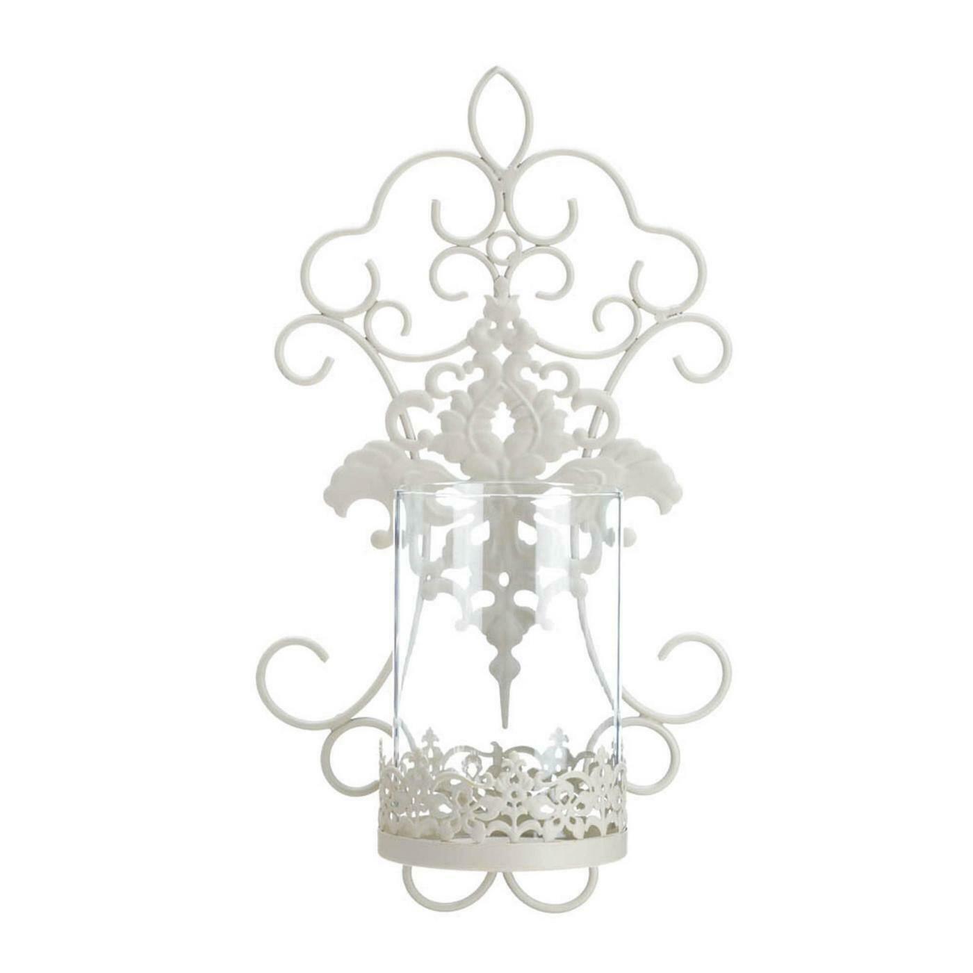 Romantic Ivory Scrolled Iron Wall Sconce