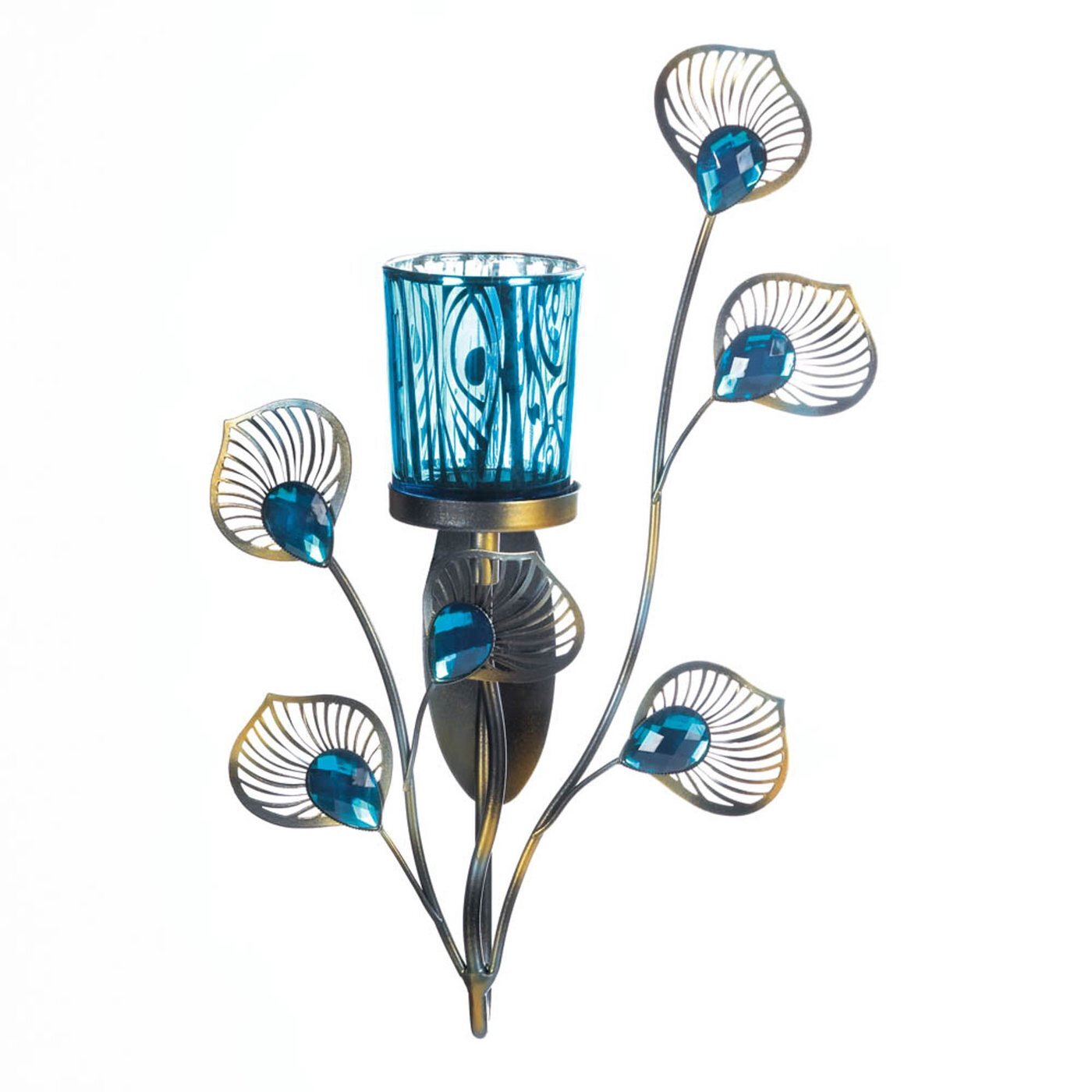 Peacock-Inspired Candle Sconce - Minihomy