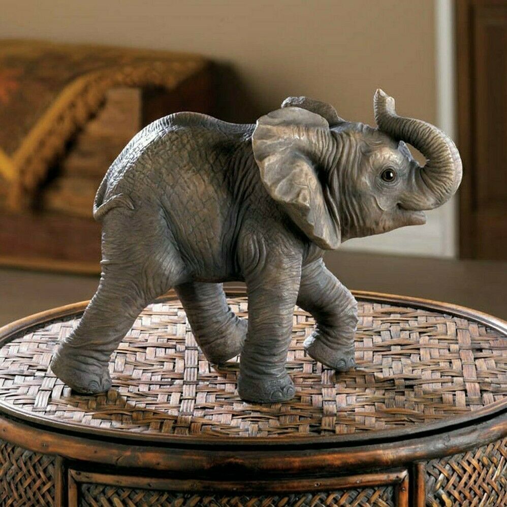 Realistic Happy Elephant Figurine