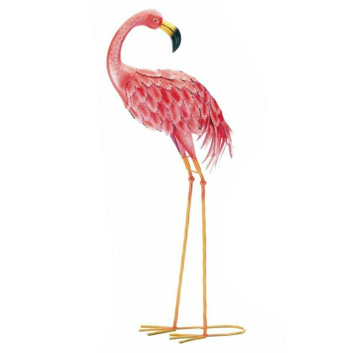 Bright Flamingo Yard Art - Looking Back - Minihomy